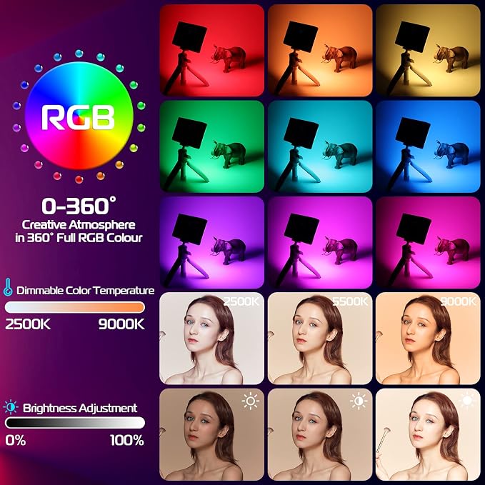 ULANZI LT002 RGB Video Light, Portable LED Camera Light Panel 0-360 Full Color, CRI 95+ 2500-9000K LED Video Light, 4000mAh Rechargeable LED DSLR Lighting for Vlogging, Photography, Video Recording - Image 2