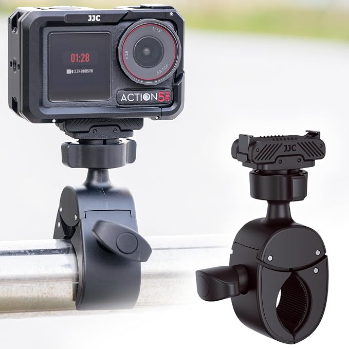 JJC Magnetic Bike Pole Mount for DJI Osmo Action 5 Pro 4 3,with Ball Head | Handlebar Bike Pole Mount Motorcycle Clamp Mount,Lightweight ABS Crab Clamp for Round Pipe Tube Desk,w. Quick Release Mount by JJC