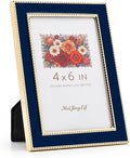 Premium Metal Picture Frame 4x6 Inches with Velvet Back Cover - Elegant and Durable Photo Frame for Displaying Cherished Memories, Perfect as Desk Decor, Home Office Accessory,Blue picture frame by Unknown