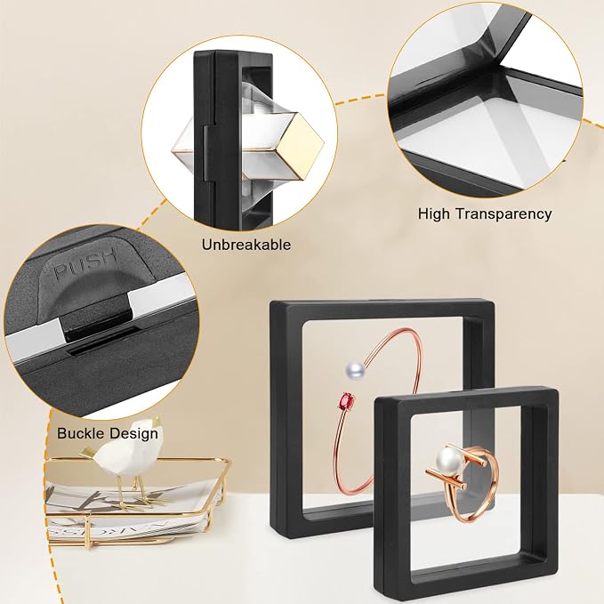 Linkstyle 10PCS 3D Floating Frame Display Stand, Challenge Coins Display Holder Case, Jewelry Specimen Medallions Storage Box Suspension Frame - Image 3