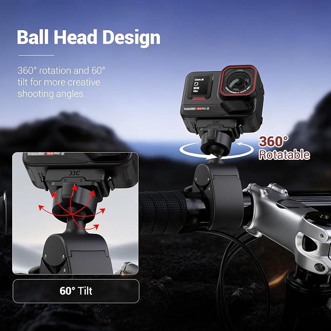 JJC Magnetic Bike Pole Mount for Insta360 Ace Pro 2,with Ball Head | Handlebar Bike Pole Mount Motorcycle Clamp Mount,Lightweight ABS Crab Clamp for Round Pipe Tube Desk - Image 3