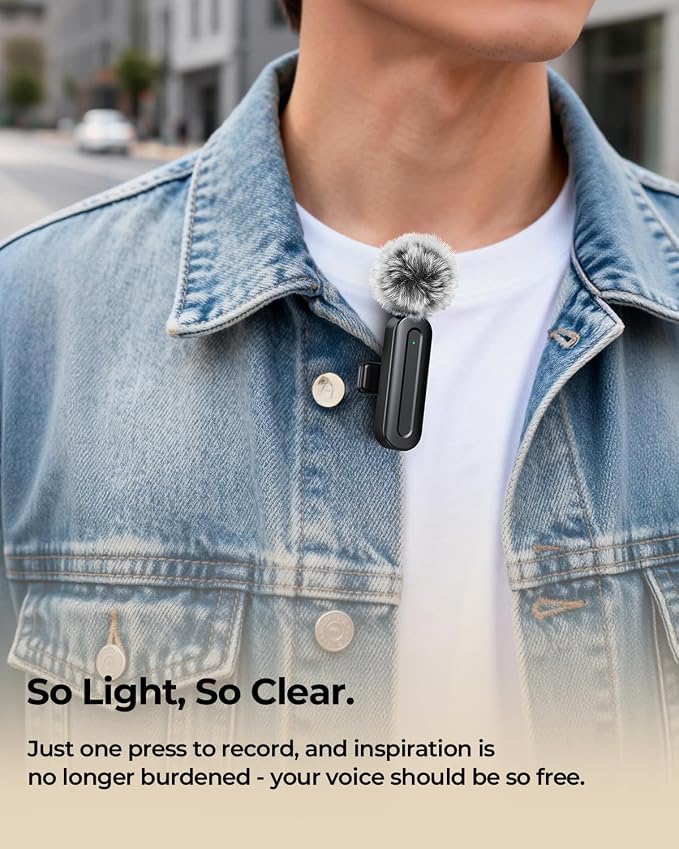 PQRQP Wireless Mini Microphone for iPhone/iPad/Android: 2 Pack Lavalier Microphone for Video Recording, High-Fidelity Audio iPhone Mic for Content Creators(Graphite Black) - Image 5