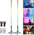 2 Pack 4ft Portable Battery Powered Tube Light 5000 mAh Handheld LED Tube Lights 120cm with Tripods, 500 Vivid Effects, for DJ Lighting, Dance, Photography, Light Painting, YouTube, Night Bar, Party by leshiou