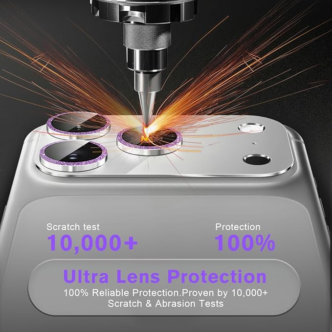 2 Pack for iPhone 17 Pro Max Camera Lens Protector | Bling Tempered Glass 9 Hardness,Anti-Scratch High Definition Camera Screen Protector (Purple) - Image 4