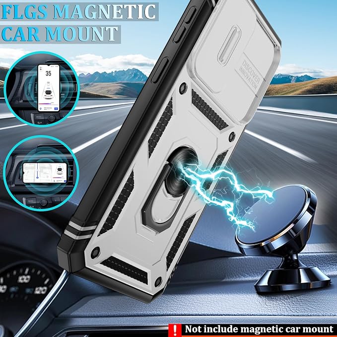 Gritup for Galaxy A57 5G Phone Case: Samsung A57 5G Case with 2*Screen Protector, Magnetic Stand & Slide Camera Cover, Shock Proof Military-Grade para Galaxy A 57 Phone Cover, White+Black - Image 6