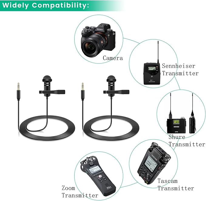 2-Pack Lavalier Microphone for DJI Mic 2 & Rode Wireless Pro Transmitters | Omnidirectional Lav Lapel Wearable Mic for Vlog Interview Streaming Lectures Broadcasters - Image 5