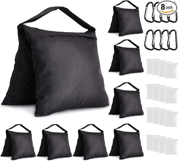 8 Packs Sandbags Weight Bags for Light Stand Photography Video Support | Heavy Duty Saddlebags for Backdrop Stand, Photo Tripod, Canopy, Pop up Tent, Umbrella Base, Fishing Chair, Wedding Shed by Aimosen