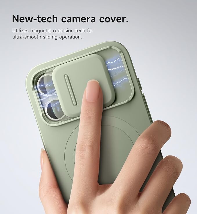 SURITCH for iPhone 15 Pro Case with Magnetic Camera Slide Cover and Adjustable Kickstand, Compatible with MagSafe, Shockproof Bumper Case Slim Protective Cover 6.1 Inch, Green - Image 4