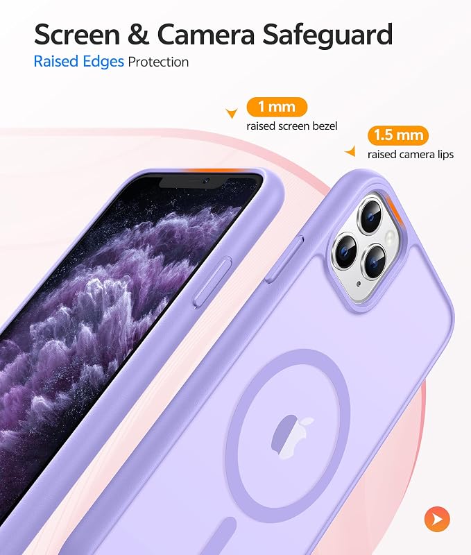 FNTCASE for iPhone 11 Pro Case, Fit for Magsafe, Translucent Matte Back | Magnetic Phone Cases, 14FT Military Grade Drop Protection, Shockproof Bumper, Slim Protective Cover, Light Purple - Image 4