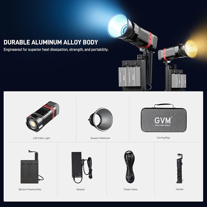 GVM PL60C RGB COB LED Video Light, 60W Portable Photography Studio Light, 2700K-6800K Full Color Output, CRI97+, App Control, 16 FX Effects for Photography, YouTube, Filmmaking & Content Creation - Image 9