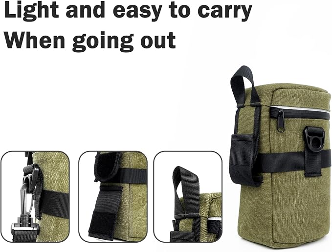 Camera Lens Case Lens Bag Compatible (3.15" x 5.71"(Canvas, Green)) - Image 6