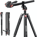 NEEWER Overhead Horizontal Camera Tripod Monopod with Fluid Head & Flexible Center Column, 90 Inch Tall Metal DSLR Video Travel Stand, Arca Type QR Plate & Inverted Legs, Max Load 13.2 lbs, TP64 by Neewer