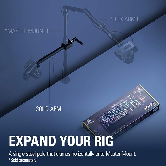 Elgato Solid Arm, Holding Arm with Padded Clamp | Clamps horizontally onto Master Mount, Ball head with 1/4-inch screw, Steel and hard composite build - Image 6