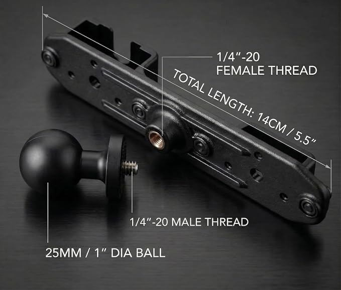 Universal Walkie Talkie Mount Holder with 25mm 1 Inch Ball Base, Heavy Duty Design for Handheld Transceiver, CB Mic and Speaker Microphone Compatible with RAM Mounts B Size Double Socket Arm - Image 2