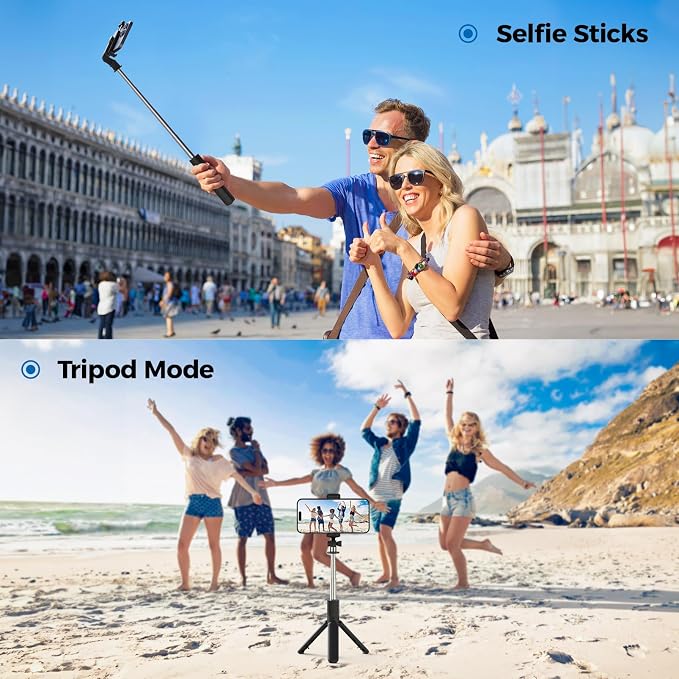 Selfie Stick Tripod, Retractable Selfie Stick Tripod with Wireless Remote Control, for Photograph, Live Streaming, Video Recording, Compatible with Android, iPhone and More - Image 9