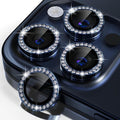 Misea Compatible for iPhone 15 Pro/iPhone 15 Pro Max Camera Lens Protector | 9H Tempered Glass Ultra HD Bling Camera Screen Protector Cover Metal Individual Ring Accessories, Deep Blue Diamond by Misea