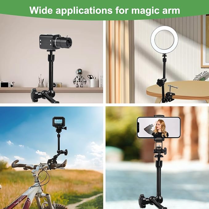 10 inch Articulating Magic Arm with Super Clamp and Wall Mount Base,Friction Arm Mount for LCD Monitor LED Light Camera Rig - Image 8
