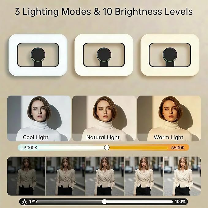 Ring Light for Phone, Magnetic Selfie Light with Tripod Stand, Rechargeable RGB Video Light, 10 Brightness Levels & 3 Cold Shoes for Recording, Vlogging, Influencers, Makeup - Image 4