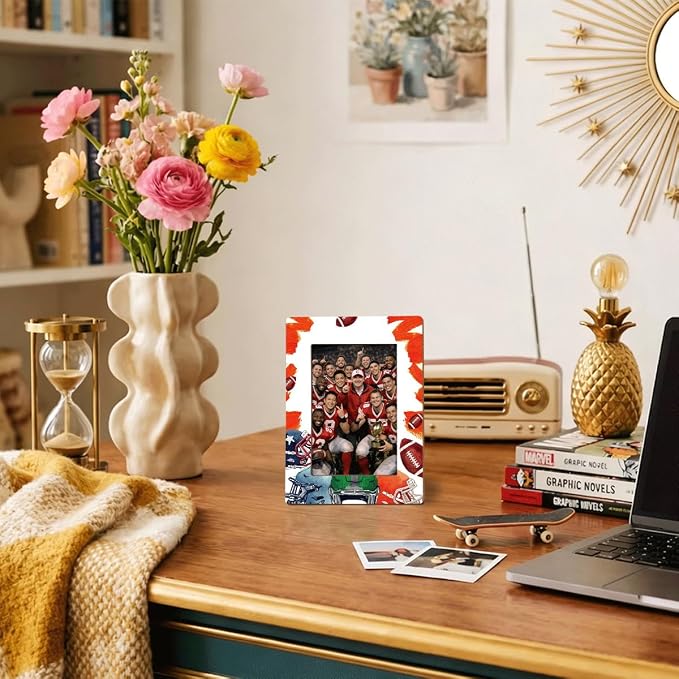American Football Picture Frame, Sports Themed Photo Frame, Tabletop Display Frames for American Football Players and Coaches, Sports Decor for Home Office, Insert 4x6 Inches Photos - Image 4