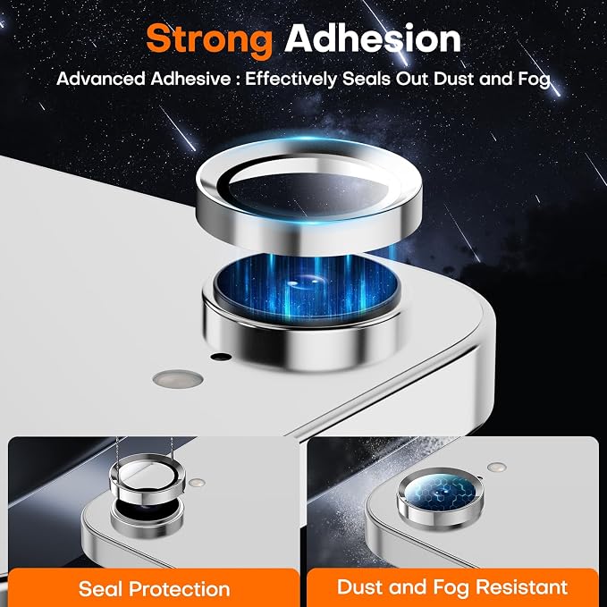 Camera Lens Protector for iPhone 17e/iPhone 16e- Silver | 9H Tempered Glass, Metal Individual Camera Cover, Accessories, Anti-drop, Case Friendly, HD Clear, Anti-Scratch - Image 2
