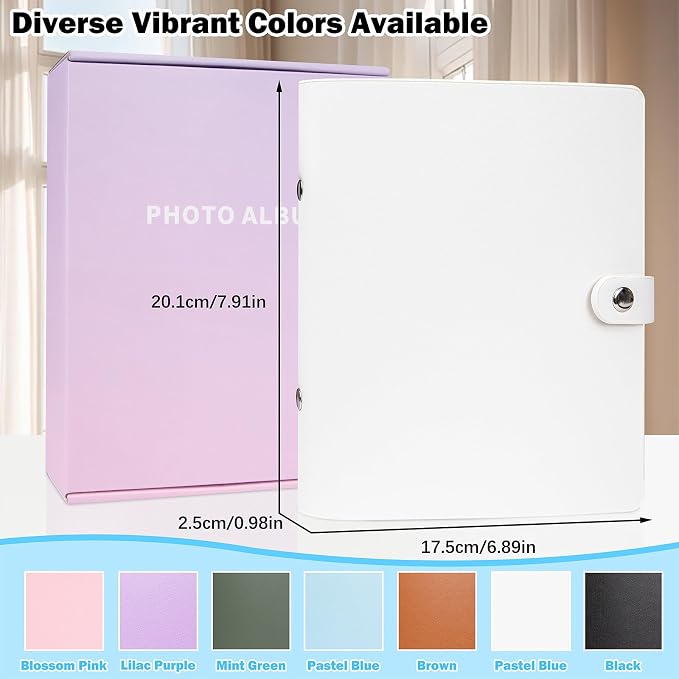 Ruibytree 320 Pocket Album for Instax Mini & Polaroid 2x3" Photo, ClayWhite | Gift-Ready Packaging, PU Leather Cover, Acid-Free Pages, Side-Loading Clear Pockets, Durable Binding, Easy Photo Viewing - Image 3