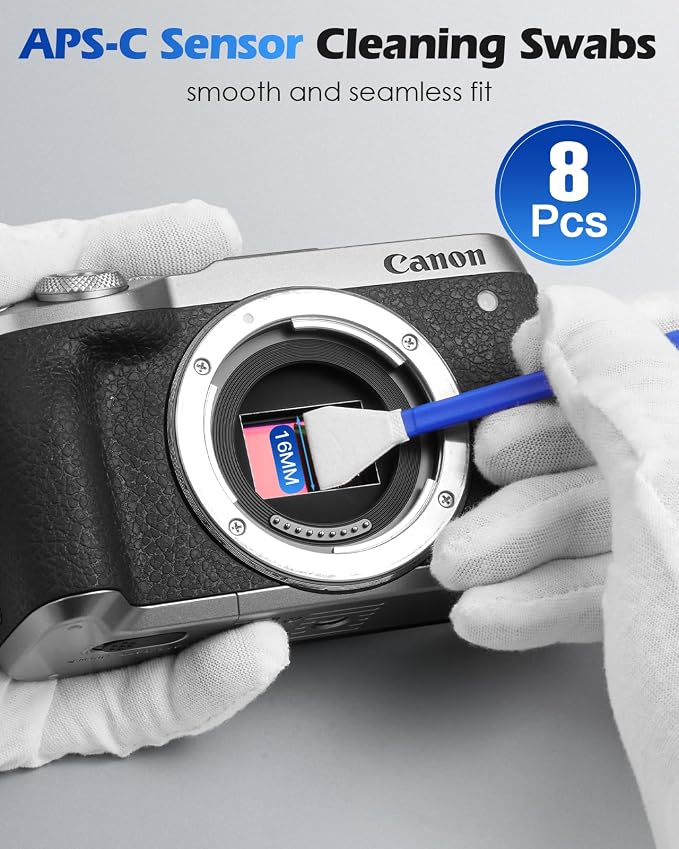 Zacro Camera Cleaning Kit 16mm APS-C Frame Sensor Cleaning Swab*8 + 20ml Sensor Cleaner for DSLR SLR Digital Camera CMOS Sensor Cleaning, Compatible with Nikon Sony Canon - Image 2