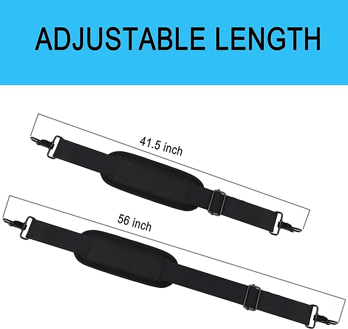 Shoulder Strap 56 Inch,Universal Adjustable Shoulder Belt Shoulder Strap | Replacement Shoulder Strap with Metal Hooks for Briefcase, Laptop Messenger Crossbody Bag, Luggage Duffel Camera, Black - Image 6