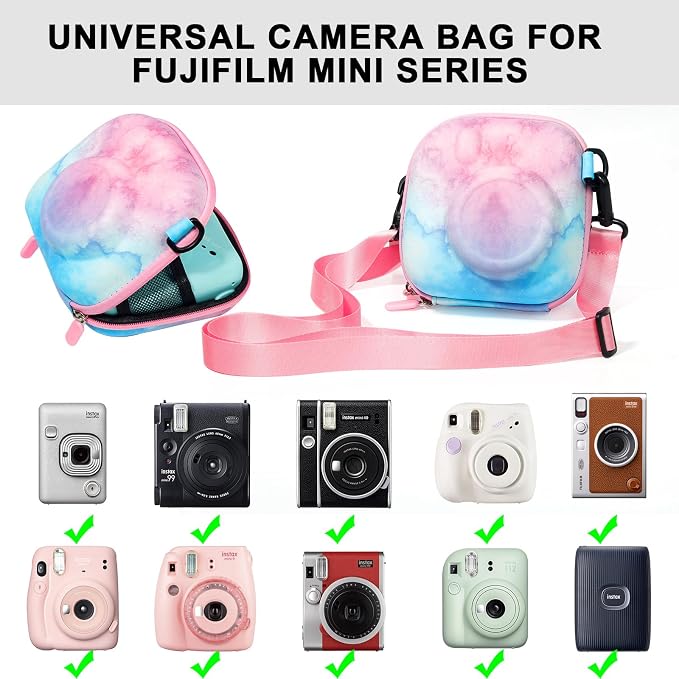 Mini Kit for Fujifilm Instax Mini Instant Camera, Blue Pink Pastel | Fits for Instax Mini 13/12/11/41/SE/EVO Camera, Universal Mini Camera Bag, with 64 Photo Album, DIY Stickers, No Camera - Image 2