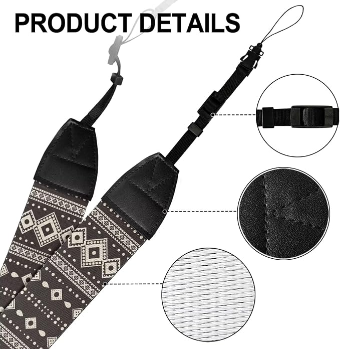 Coldinair Black Adjustable Camera Strap Universal Neck & Shoulder Soft Padded Strap for All DSLR Cameras,Binoculars - Image 7