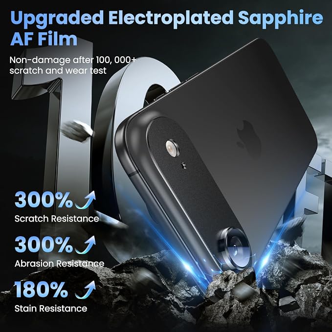 Uyiton for iPhone Air Camera Lens Protector, Metal Frame Glass Cover | Not Easy to Break, Strong Adsorption, Case-Friendly, Metal 9H Sapphire Glass Rear Camera Screen Cover, Space Black - Image 6