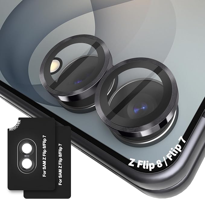 Orzero (2 Sets Camera Lens Protector for Samsung Galaxy Z Flip 8/Flip 7, [EZ Install] [Case-Friendly] 9H Tempered Glass CD Pattern Lens Cover, Military-Grade Shockproof, HD Clarity Anti-Glare - Gray by JumpIntoOrzeroLet%E2%80%99sExploreLikeNeverBefore