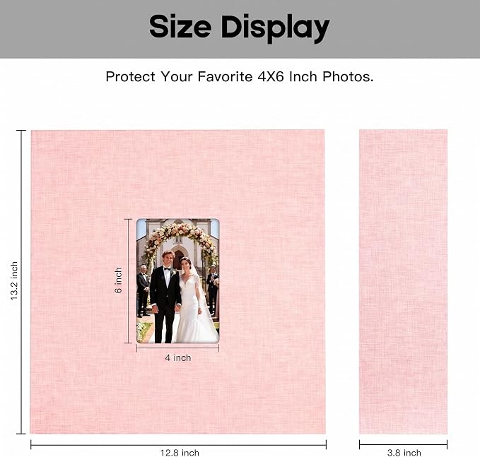 Extra Large Capacity 4x6 Photo Album, Holds 1000 Photos, Pink | Linen Hardcover, Horizontal & Vertical 4x6 Pockets, Removable Acid-Free Pages, Front Display Window, Family, Wedding & Travel - Image 7