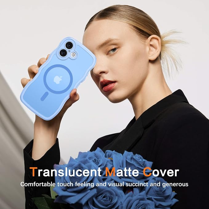 BENTOBEN Magnetic for iPhone 17 Case, Cute Wavy Full Camera Protection [Compatible with MagSafe] Translucent Matte Anti-Slip Bumper Women Girls Boys Protective Cover for 17 6.3", Light Blue - Image 7