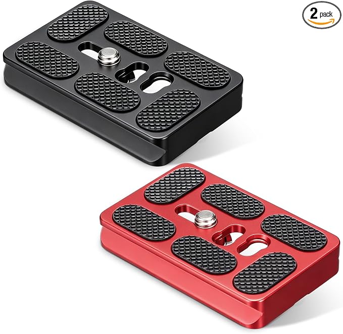 Frienda Quick Release Plate Tripod 1/4-20 DSLR,Pu60,Black and Red | Tripod Mount Plate, Camera Tripod Mount for DSLR Camera Tripod Ball Head , Metal, 1.9 x 1.5 x 0.4 Inch by Frienda
