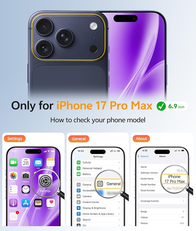 FNTCASE for iPhone 17 Pro Max Case, Fit for Magsafe, Screen Protector | Full Camera Protection, Translucent Matte, 14FT Military Grade Drop Proof, Shockproof Protective Phone Cover, Purple - Image 2