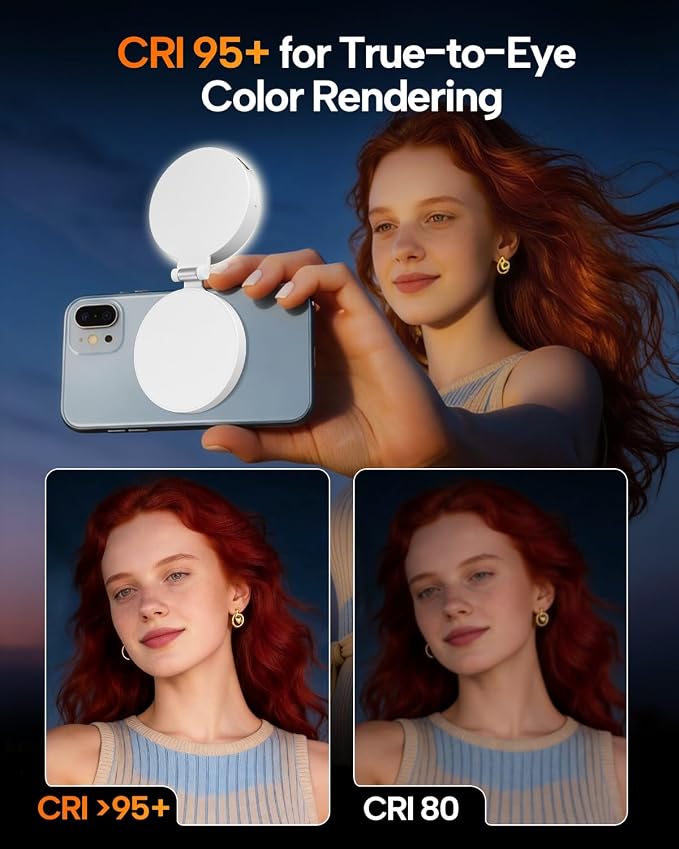 EMART Magnetic Selfie Light, Mini Phone Fill Light Compatible with Magsafe, Foldable LED Ring Light with Mirror, Dimmable Phone Light for Selfies/Video Calls/Makeup/Photography - Image 4