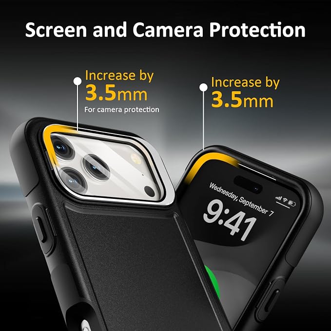 Follaroma Magnetic for iPhone 17 Pro Case with Camera Cover Stand, Black | Built-in Glass Camera Cover Stand,Compatible with MagSafe,Heavy Duty Shockproof Protective,Military-Grade Anti-DropDual Case - Image 7