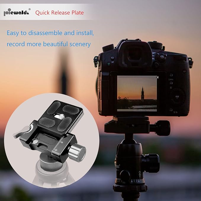 Niewalda PU-40 Aluminum Quick Release Plate with 1/4", 3/8" Mount Screw | Tripod Mounting Plate for SLR Camera Tripod, Includes 1/4" D-Ring Screw/Slotted Screw and 3/8" to 1/4" Mount Screw Adapter - Image 6