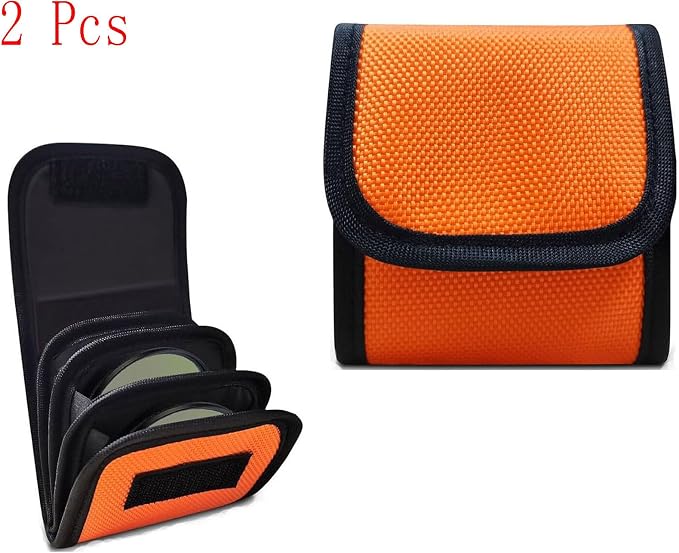 Professional Photography Filter Bag, 3-Pocket Camera Lens Filter Bag Entrainment, Waterproof And Dustproof Anti-Fall Design Suitable for 25mm-58m Filters, Pack of 2 (Orange) - Image 6