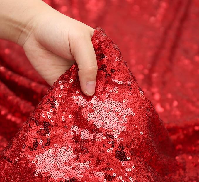 Poise3EHome Red Sequin Backdrop Curtain, 2 Panels 2Ft x 8Ft Glitter Photography Back Drop for Wedding Birthday Christmas Valentines Day Carnival Party Decorations - Image 4