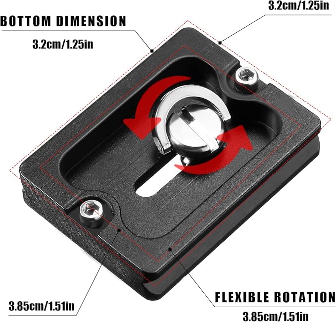 Frienda Quick Release Plate Tripod 1/4-20 DSLR,Pu50,Black | Tripod Mount Plate, Camera Tripod Mount for DSLR Camera Tripod Ball Head , Metal, 1.9 x 1.5 x 0.4 Inch - Image 4