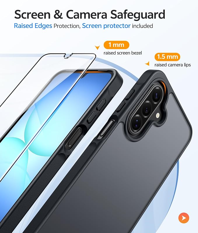 FNTCASE for Galaxy A17/A16 5G Phone Case, Screen Protector | Translucent Matte, 14FT Military Grade Drop Protection, Slim Shockproof Protective, for Samsung A 17 A 16 Cover - Image 3