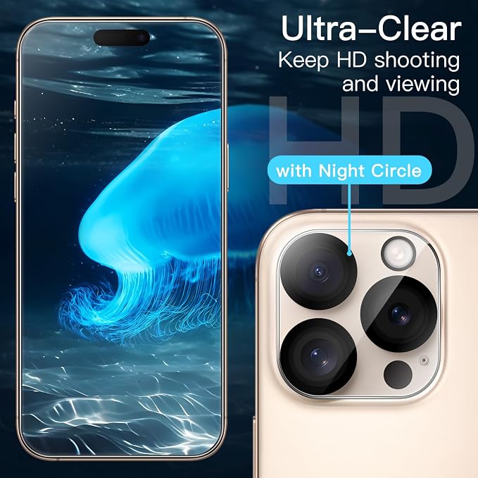 JETech Screen Protector for iPhone 16 Pro Max, 2+2 Pack | with Camera Lens Protector, HD Clear Tempered Glass, Anti-Scratch Protection, Easy Installation Tool - Image 5