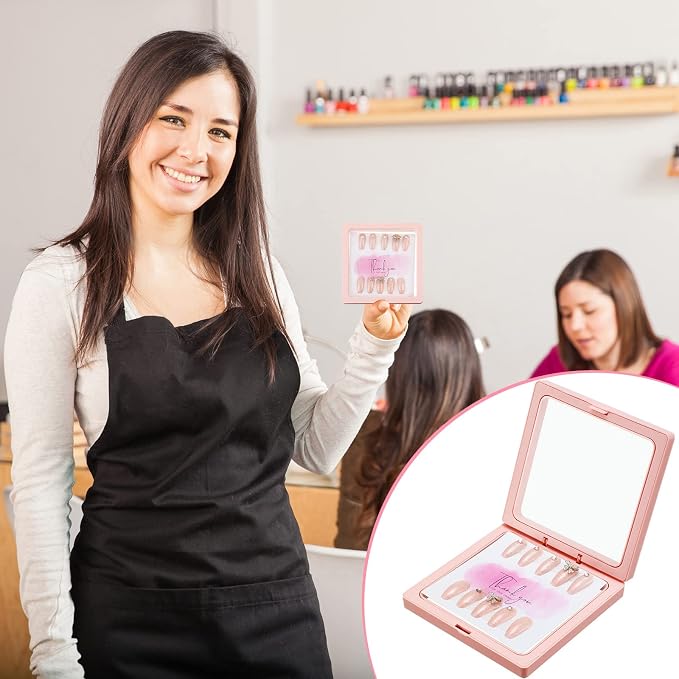 meekoo 30 Pcs Press on Nail Packaging Box with 90 Pcs Adhesive Double Sided Tape Artificial Nail Display Case Storage Container Box Acrylic Packaging Organizer for Art Home Salon(Pink) - Image 7