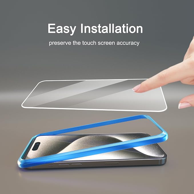 Ailun Screen Protector + Camera Lens Protector for iPhone 15 Plus, 3+3 Pack | 6.7 Inch, Installation Frame, Tempered Glass Film, Case Friendly - Image 2