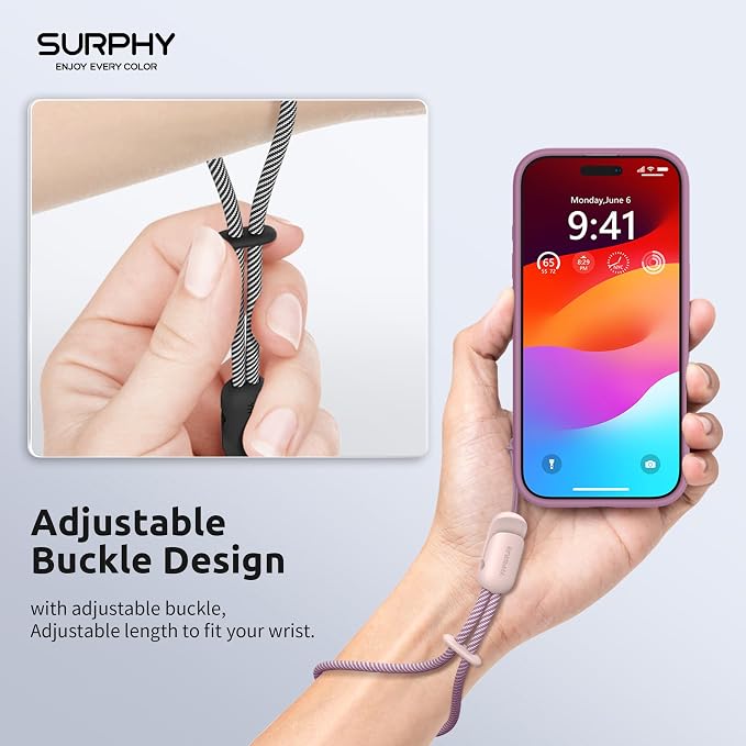 SURPHY 2 Pack Phone Lanyard, Phone Wrist Strap for Case, Camera Wrist Strap | Ultra-Light 2-Color Braided Phone Strap, Cellphone Charm Strap, Anti-Lost Wrist Lanyard for Women and Men, Pink Black - Image 5