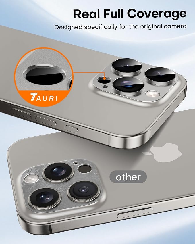 TAURI 2 Pack for iPhone 16 Pro Max/16 Pro Camera Lens Protector, Natural | Full Coverage Military-Grade Shatterproof, Upgrade AR Anti-Reflection Ultra Clear Transmission & Case Friendly - Image 5