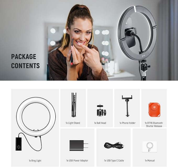 NEEWER 10" 20W High Power LED Ring Light for Phone with 71" Tripod Stand, Bi Color Ringlight, Phone Holder Compatible with iPhone for Video Recording Selfie Makeup Studio Live Streaming TikTok, RH10B - Image 9