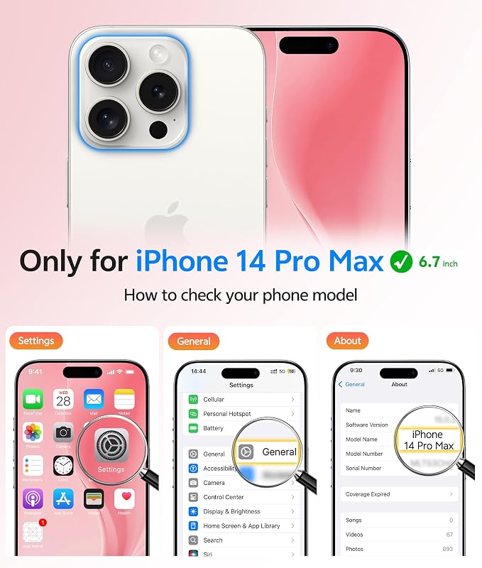 FNTCASE for iPhone 14 Pro Max Case, Fit for Magsafe, Glass Screen Protector | Full Camera Protection, Translucent Matte, 14FT Military Grade Drop Proof, Shockproof Protective Phone Cover, Light Pink - Image 2