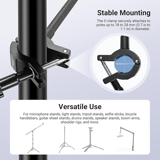 NEEWER BASICS Magnetic Phone Holder for Mic Stand with Flexible Tube, Magnet Adjustable Boom Pole Arm Mount Compatible with iPhone Android Samsung for Microphone Music Guitar Audio Recording, MS040 - Image 4